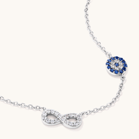 45cm Cubic Zirconia Infinity and Evil Eye Necklace in Sterling Silver Pendants Bevilles 