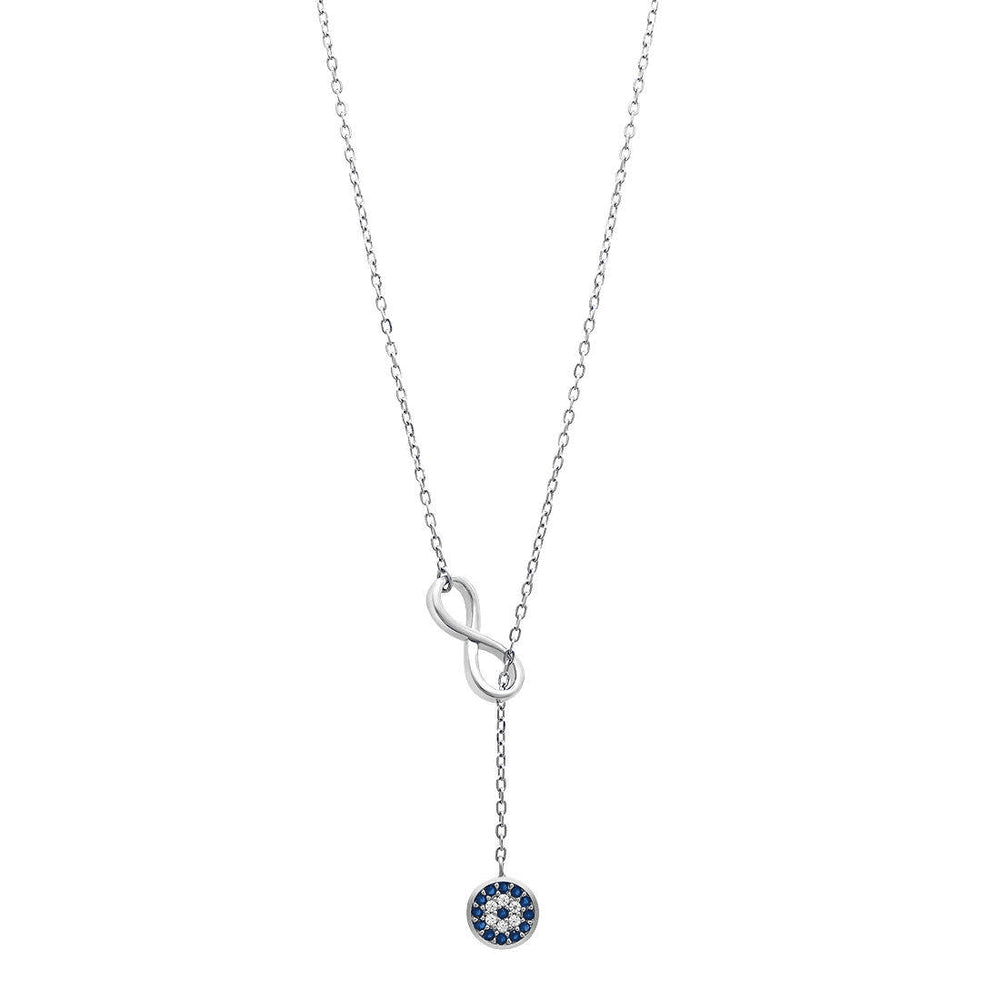 45cm Infinity and Evil Eye Necklace in Sterling Silver Pendants Bevilles 