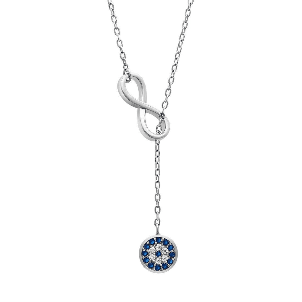 45cm Infinity and Evil Eye Necklace in Sterling Silver Pendants Bevilles 