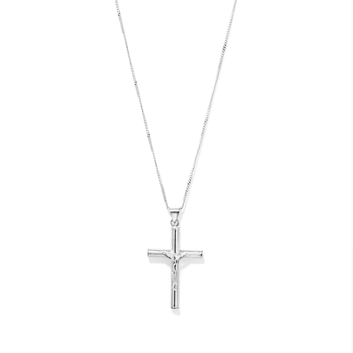 55cm Crucifix Cross Pendant Necklace in Sterling Silver Pendants Bevilles 