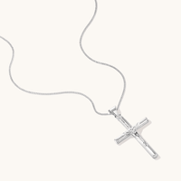 55cm Crucifix Cross Pendant Necklace in Sterling Silver Pendants Bevilles 