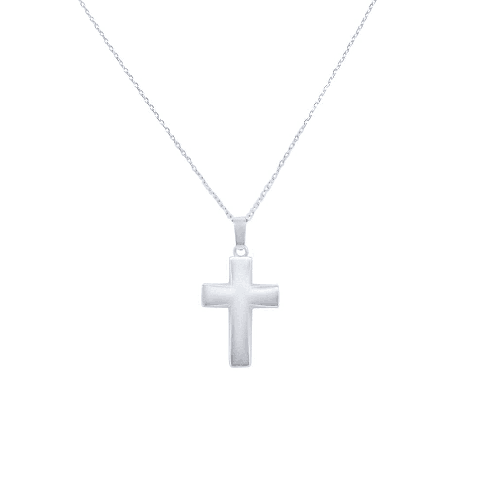 45cm Plain Cross Necklace in Sterling Silver Pendants Bevilles 