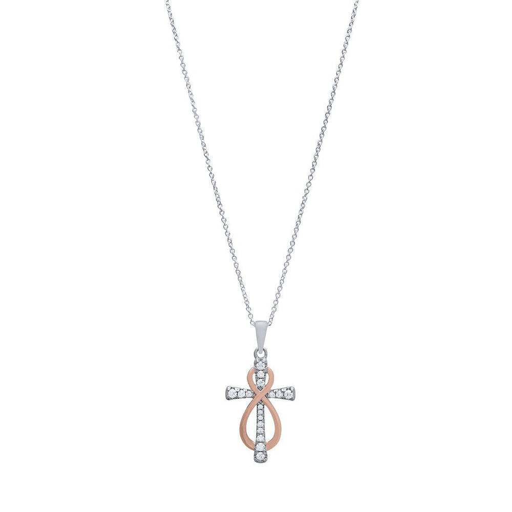 45cm Cross & Infinity Necklace in Sterling Silver Necklaces Bevilles 
