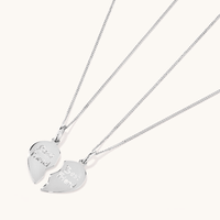 45cm Best Friend Split Heart 2 Chain Necklace in Sterling Silver Pendants Bevilles 
