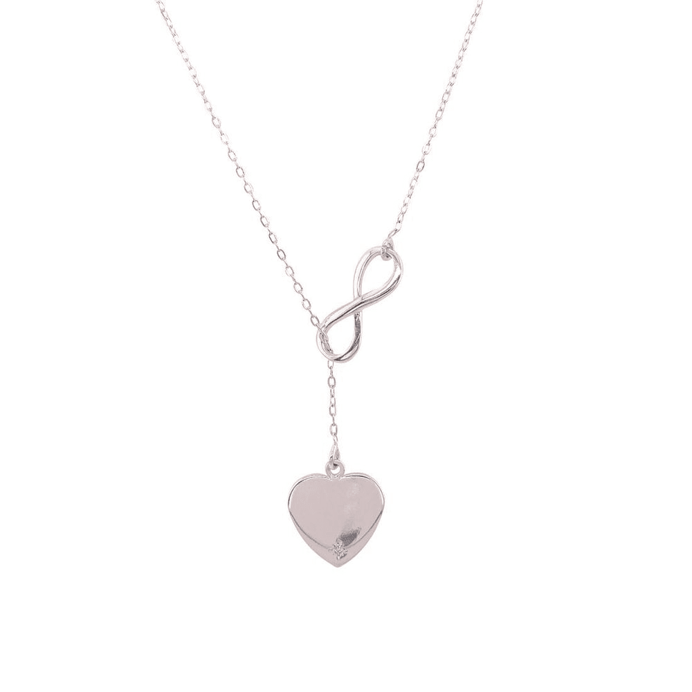 50cm Infinity Loop Heart Necklace in Sterling Silver Pendants Bevilles 