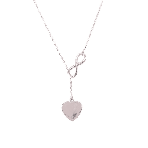 50cm Infinity Loop Heart Necklace in Sterling Silver Pendants Bevilles 