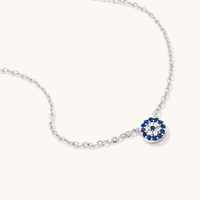 45cm Cubic Zirconia Evil Eye Necklace in Sterling Silver Pendants Bevilles 