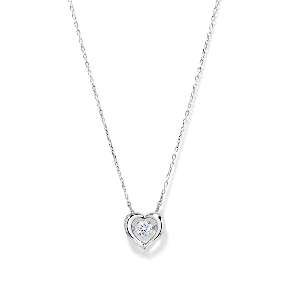45cm Open Heart Pendant Necklace with Cubic Zirconia in Sterling Silver Pendants Bevilles 