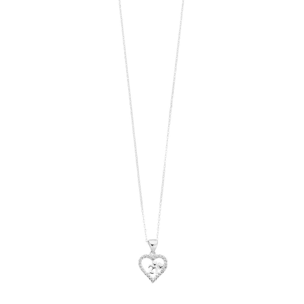 45cm Cubic Zirconia 21st Birthday Heart Pendant Necklace in Sterling Silver Pendants Bevilles 