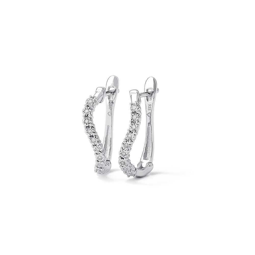 Diamond Miracle Hoop Earrings in Sterling Silver Earrings Bevilles 