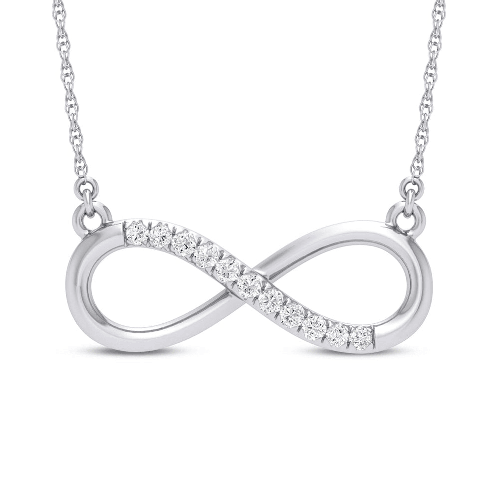 9ct White Gold Diamond Set Infinity Necklace Bevilles Jewellers 