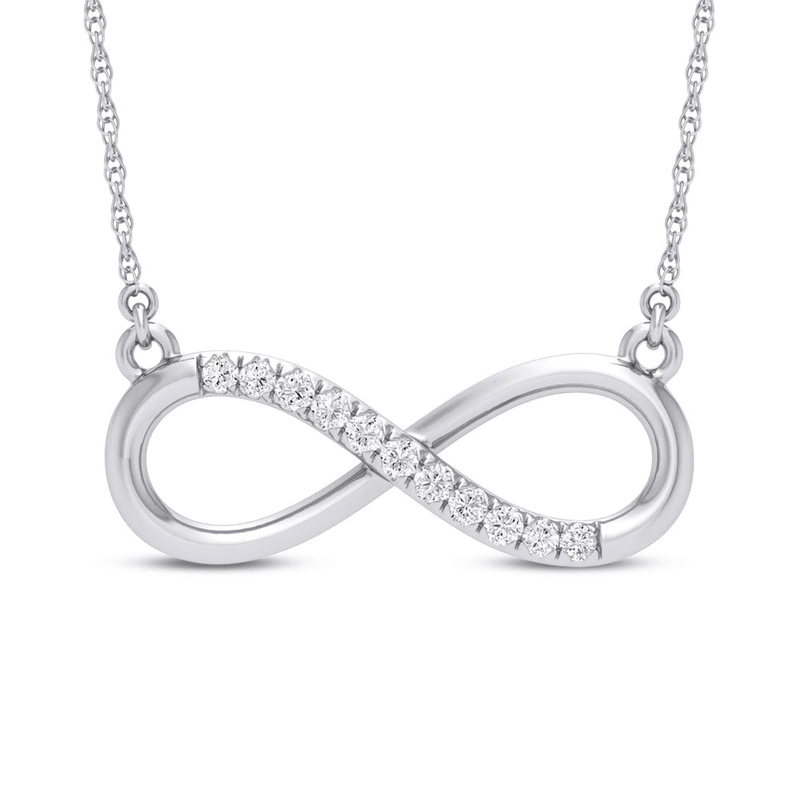 9ct White Gold Diamond Set Infinity Necklace Bevilles Jewellers 