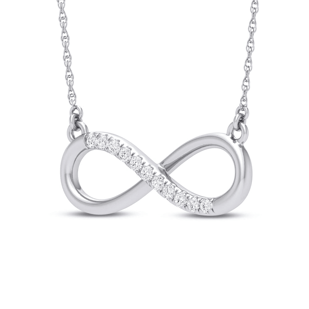 9ct White Gold Diamond Set Infinity Necklace Bevilles Jewellers 