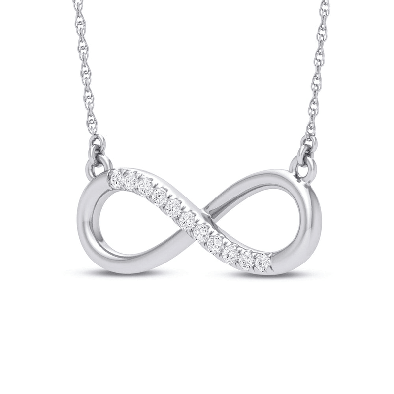 9ct White Gold Diamond Set Infinity Necklace Bevilles Jewellers 