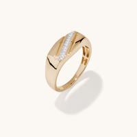 9kt Yellow Gold 0.05tw Diamond Diagonal Men's Ring Rings Bevilles 