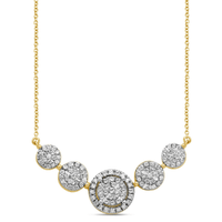 Halo 5 Station Necklace with 1/2ct of Diamonds in 9ct Yellow Gold Bevilles Jewellers 
