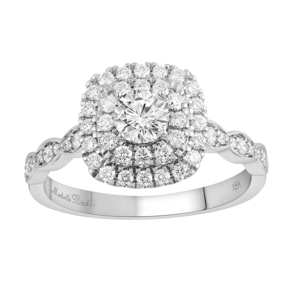Love by Michelle Beville Double Halo Ring with 0.75tw of Diamonds in 18kt White Gold Rings Bevilles 
