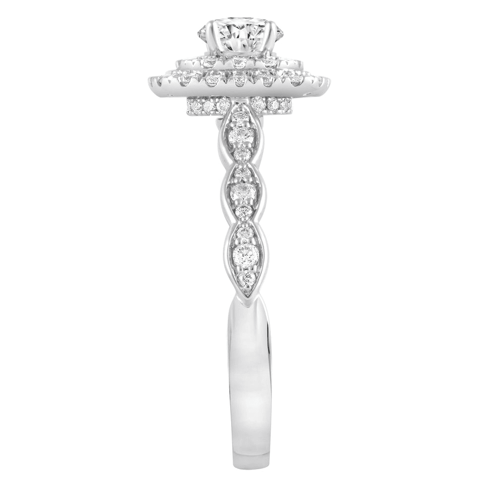 Love by Michelle Beville Double Halo Ring with 0.75tw of Diamonds in 18kt White Gold Rings Bevilles 