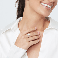 Pear Baguette Halo Ring with 0.50tw of Diamonds in 9kt White Gold Rings Bevilles 