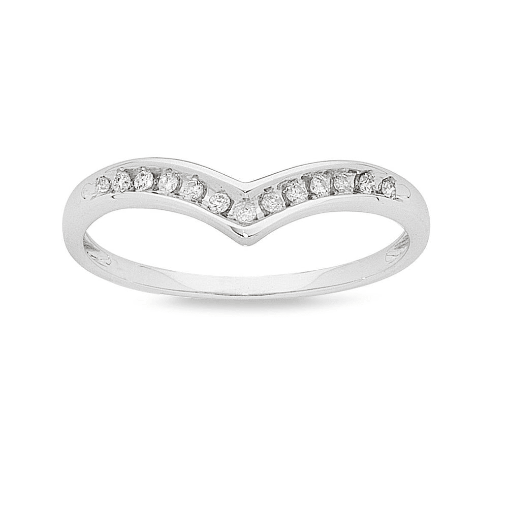 9kt White Gold 0.10tw Diamond Stackable Ring Rings Bevilles 
