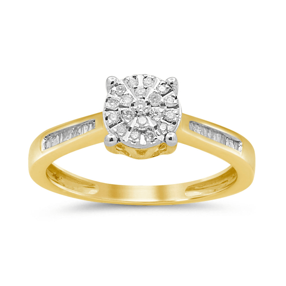 Solitaire Look Ring with 0.15tw of Diamonds in 9kt Yellow Gold Rings Bevilles 