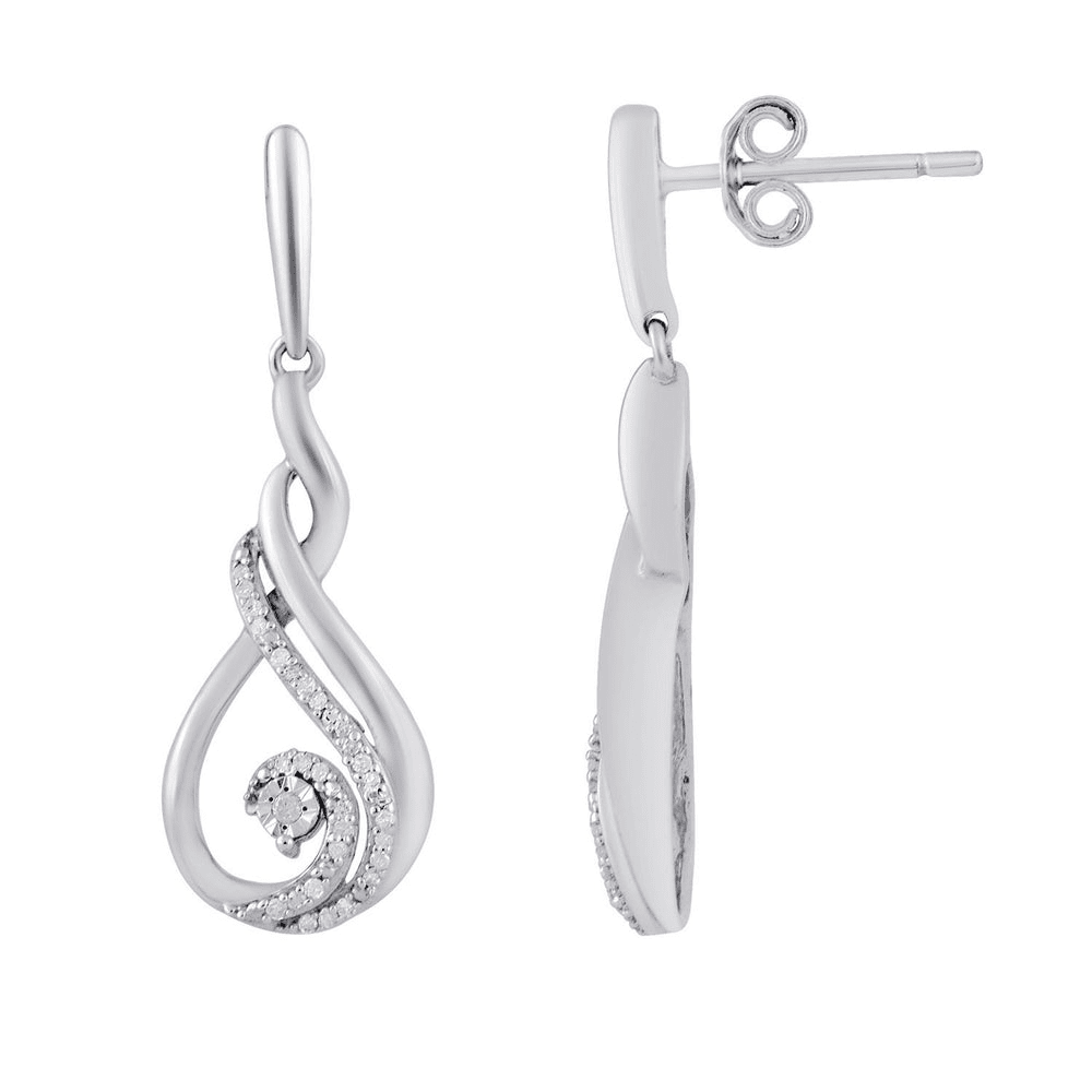 Mirage Swirl Drop Stud Earrings with 0.10tw of Diamonds in Sterling Silver Earrings Bevilles 