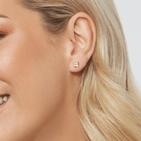 Diamond Set Miracle Square Stud Earrings in 9kt Yellow Gold Earrings Bevilles 