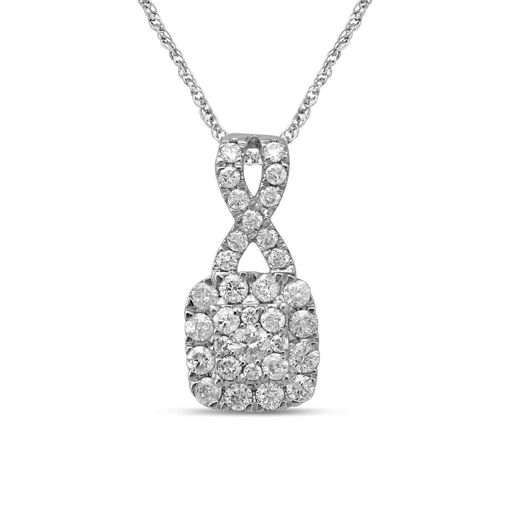 9kt White Gold 0.60ct Diamond Necklace Pendants Bevilles 