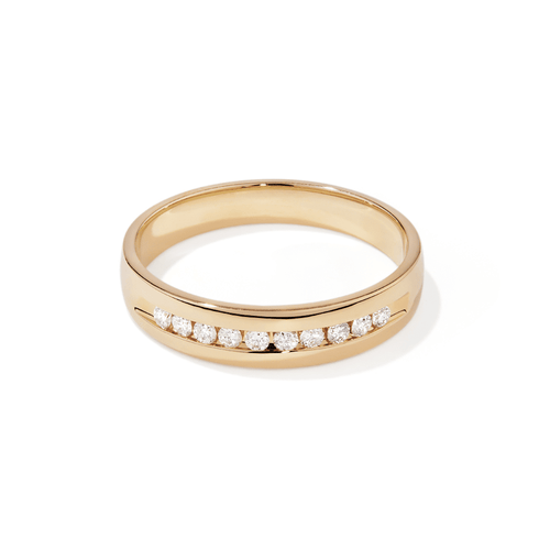 Channel Set Men's Ring with 0.25tw of Diamonds in 9kt Yellow Gold Rings Bevilles 