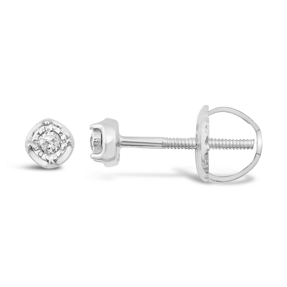 Children's Diamond Set Miracle Stud Earrings in Sterling Silver Earrings Bevilles 