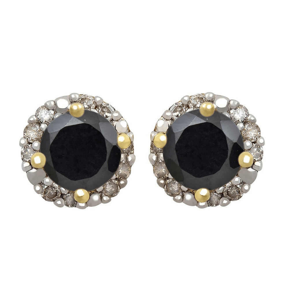 Sapphire Halo Stud Earrings with 0.10tw of Diamonds in 9kt Yellow Gold Earrings Bevilles 