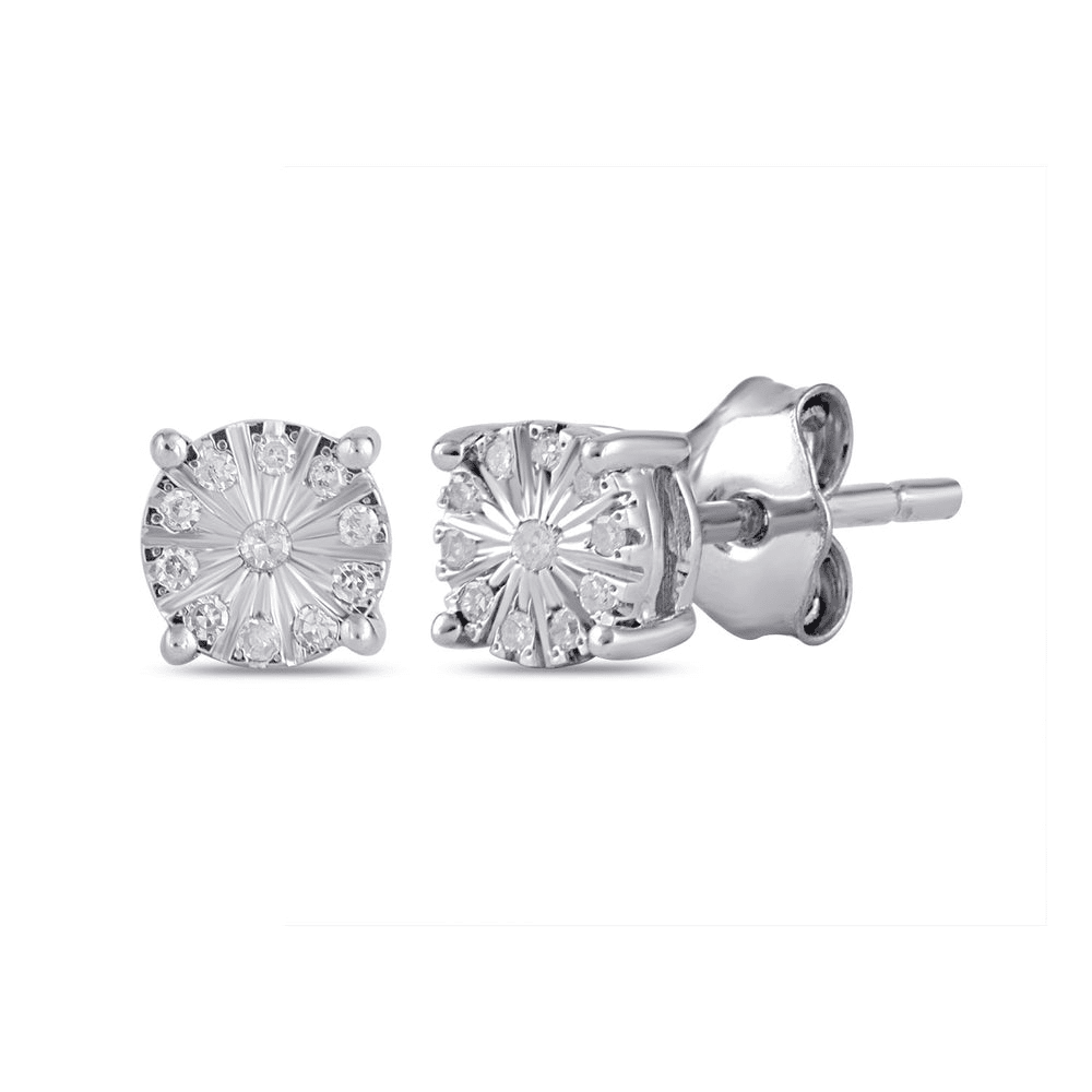 Mirage Diamond Set Fancy Miracle Stud Earrings in Sterling Silver Earrings Bevilles 