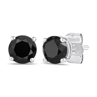 Solitaire Stud Earrings with 0.50tw of Black Diamonds in 9kt White Gold Earrings Bevilles 