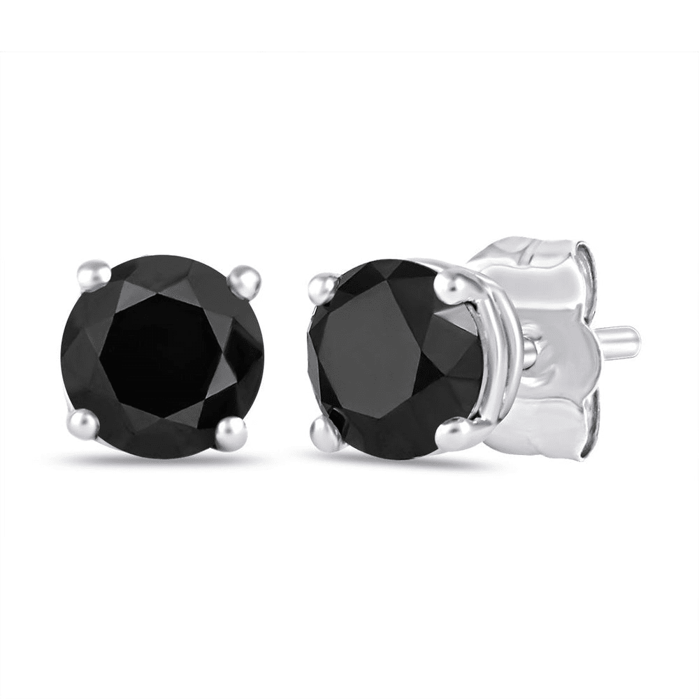 Solitaire Stud Earrings with 0.50tw of Black Diamonds in 9kt White Gold Earrings Bevilles 