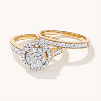 Solitaire Look Halo Ring and Anniversary Band Set with 0.50tw of Diamonds in 9kt Yellow Gold Rings Bevilles 