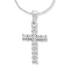9ct White Gold Diamond Set Cross Necklace Bevilles Jewellers 