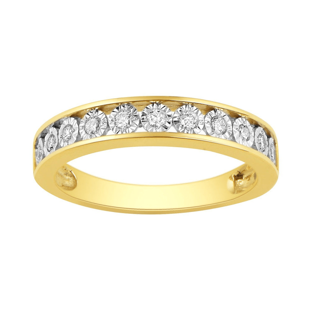 Channel Ring with 0.15tw of Diamonds in 9kt Yellow Gold Rings Bevilles 