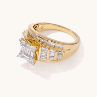Meera Square Shape Ring with 1.00tw of Laboratory-Grown Diamonds in 9kt Yellow Gold Rings Bevilles 