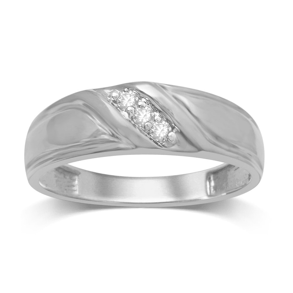 Men’s Diagonal Diamond Ring with 0.10tw of Diamonds in 9kt White Gold Rings Bevilles 