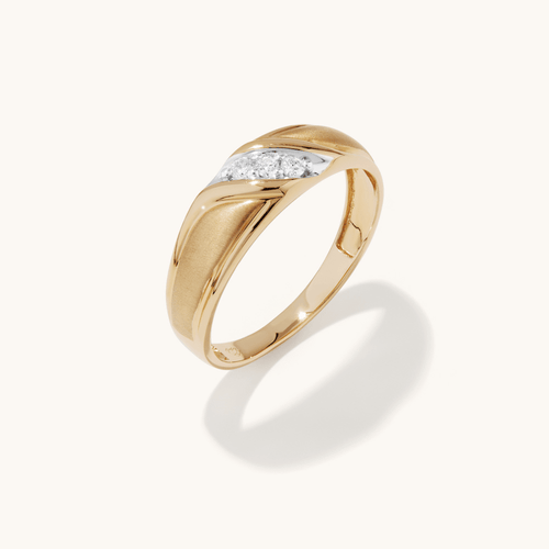 Men’s Diagonal Diamond Ring with 0.10tw of Diamonds in 9kt Yellow Gold Rings Bevilles 