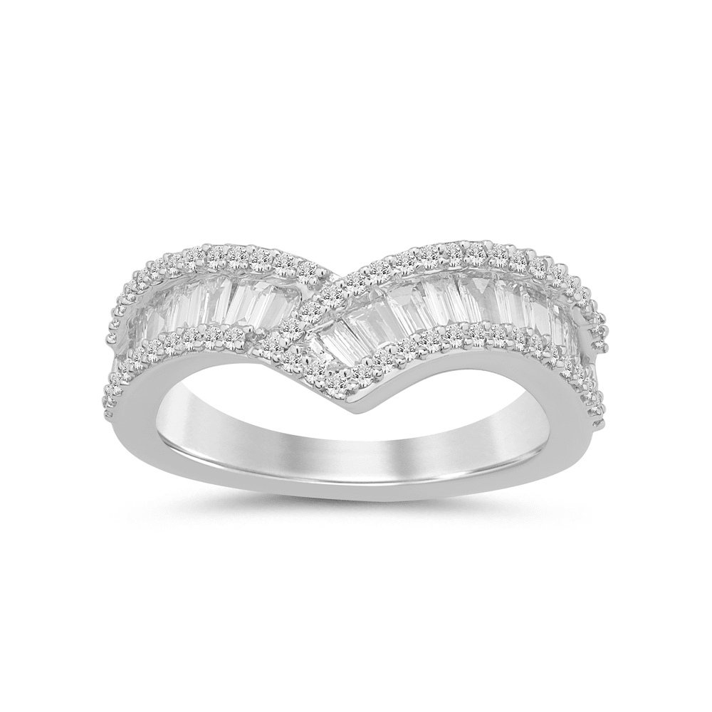 Meera V Shape Eternity Ring with 0.90ct of Laboratory Grown Diamonds in 9ct White Gold Rings Bevilles 