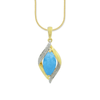 9ct Yellow Gold Diamond Set Created Blue Opal Necklace Bevilles Jewellers 