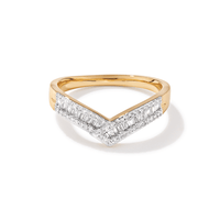 Baguette Contour Ring with 0.25tw of Diamonds in 9kt Yellow Gold Rings Bevilles 