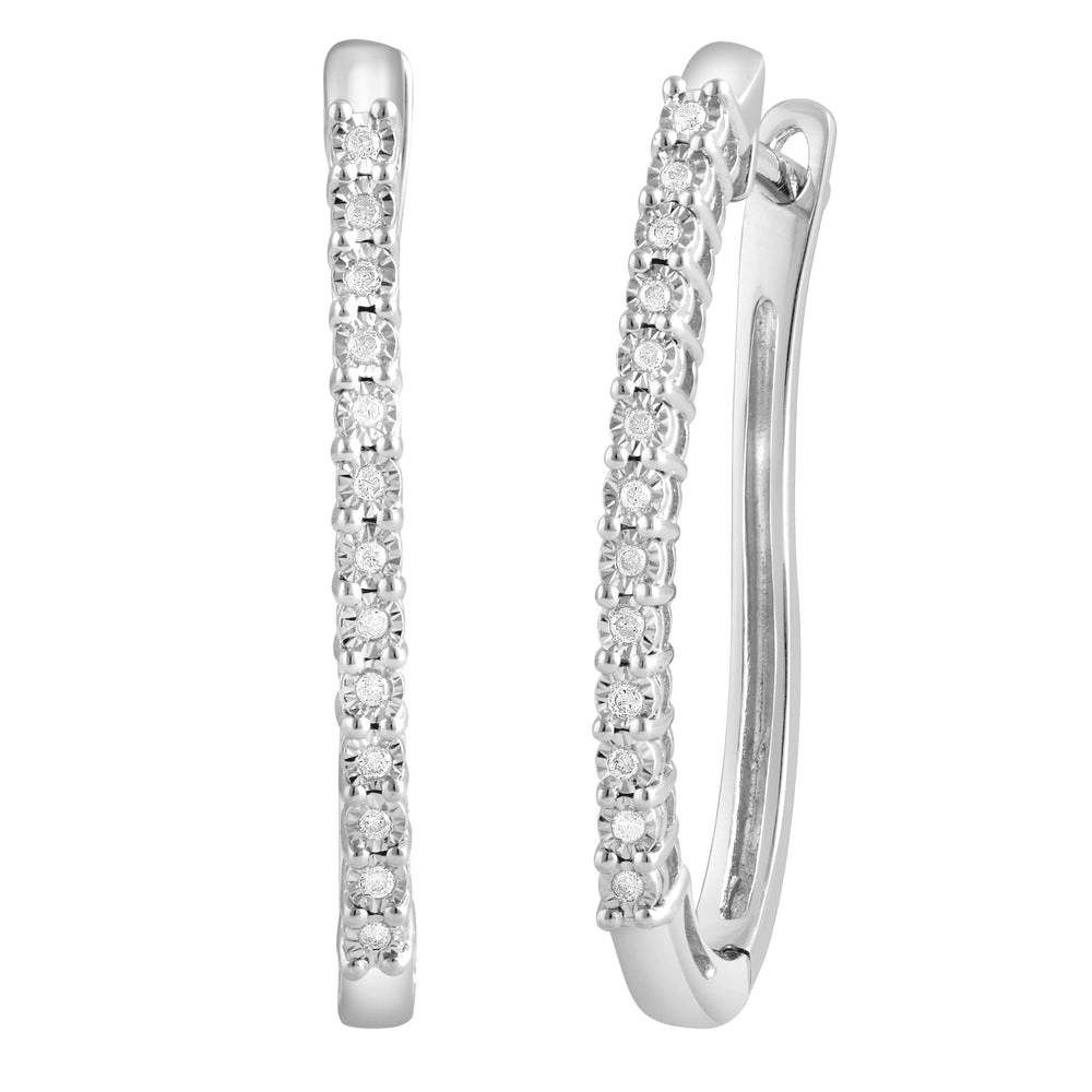 Miracle Set Hoop Earrings with 0.10tw of Diamonds in Sterling Silver Earrings Bevilles 