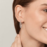 Miracle Set Hoop Earrings with 0.10tw of Diamonds in Sterling Silver Earrings Bevilles 