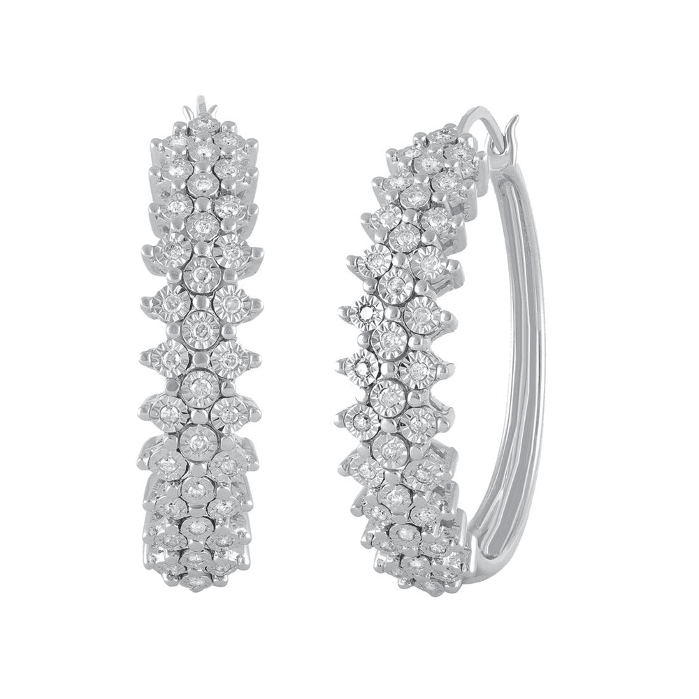 Miracle Hoop Earrings with 0.40tw of Diamonds in Sterling Silver Earrings Bevilles 
