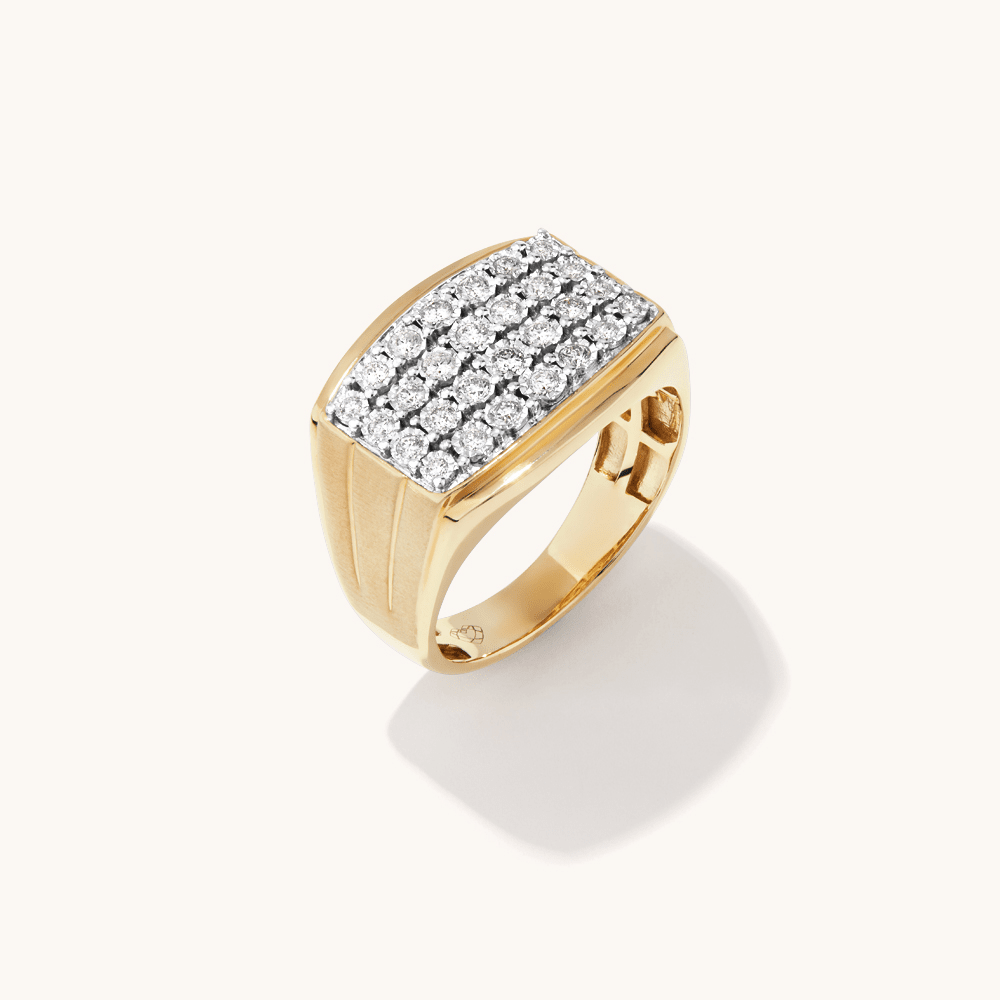 Men's Cluster Tablet Ring with 0.50tw of Diamonds in 9kt Yellow Gold Rings Bevilles 