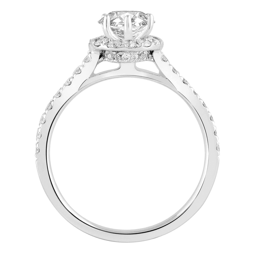 Love by Michelle Beville Halo Solitaire Ring with 0.90tw of Diamonds in 18kt White Gold Rings Bevilles 