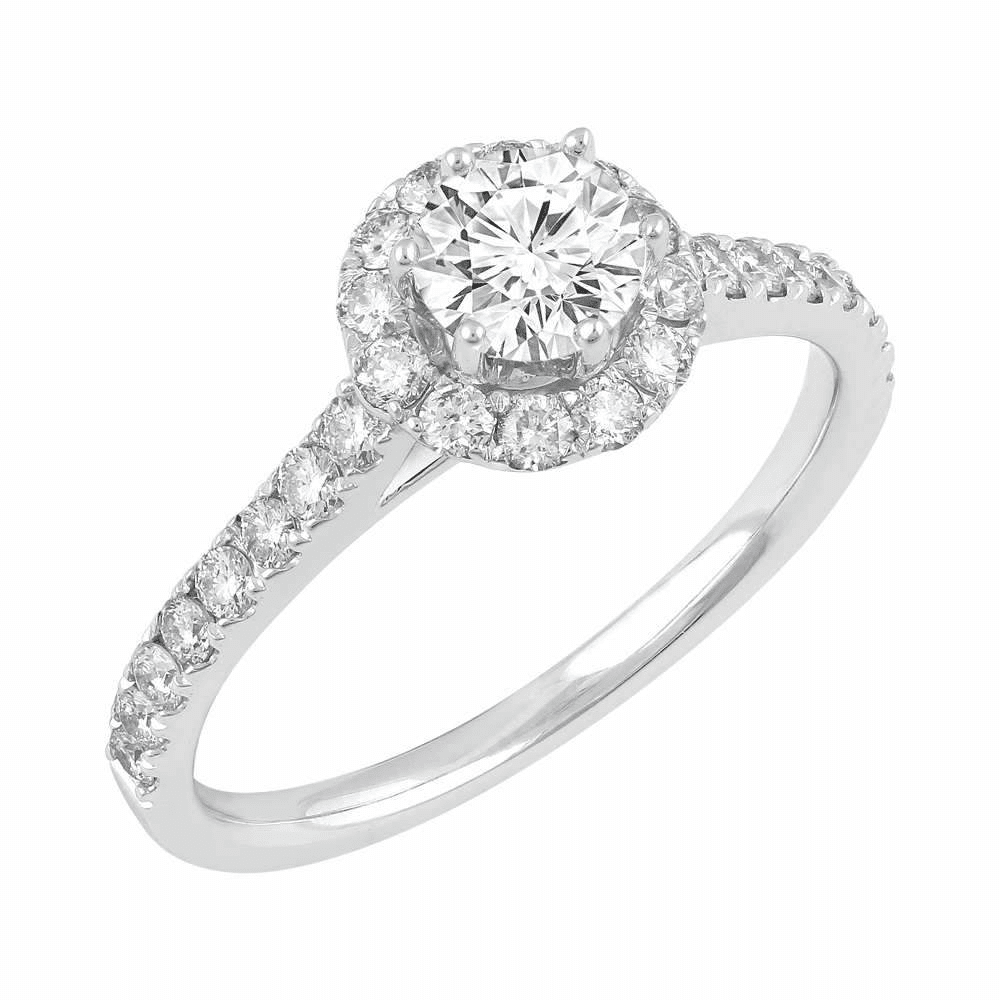 Love by Michelle Beville Halo Solitaire Ring with 0.90tw of Diamonds in 18kt White Gold Rings Bevilles 