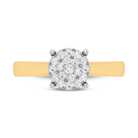 Cluster Solitaire Look Halo Ring with 0.25tw of Diamonds in 9kt Yellow Gold Rings Bevilles 